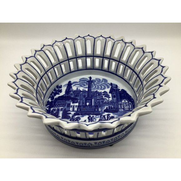 Large Victoria Ware Vintage Ironstone Basket Bowl, Reproduction - Picture 10 of 16